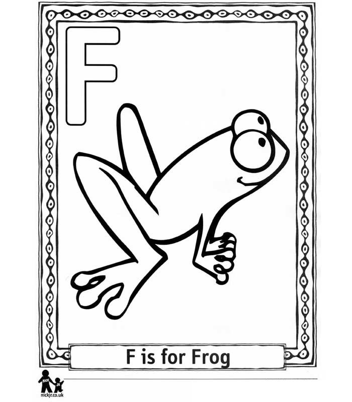 Print F Frog = Kikker kleurplaat
